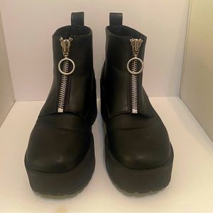 Fun, rare black zip-front platform boots